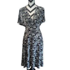 Donna Morgan Black & White Abstract Print Wrap Dress Size 14